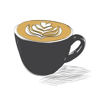 Coffee cup vector hand drawn illustration. Ilustración de archivo