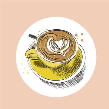 Coffee cup vector hand drawn illustration. Ilustración de archivo