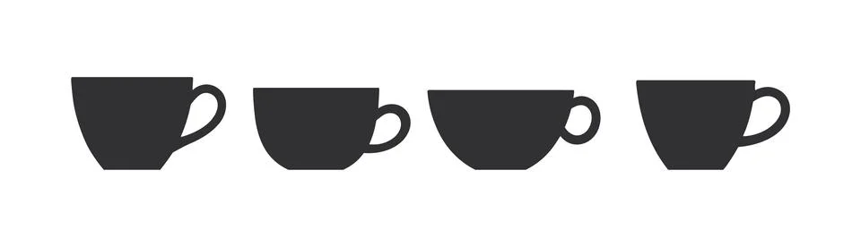 Coffee cup vector icon. Tea mug hot cafe black silhouette espresso icon set Stock Illustration