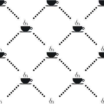 Coffee Cup Vector Seamless Pattern Stock Illustration