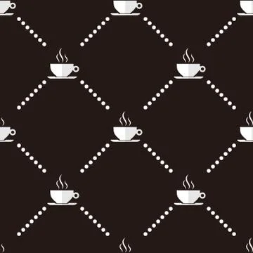 Coffee Cup Vector Seamless Pattern Stock Illustration