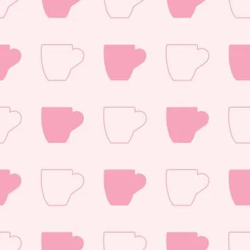 Coffee cup vector seamless pattern. Illustrazione stock