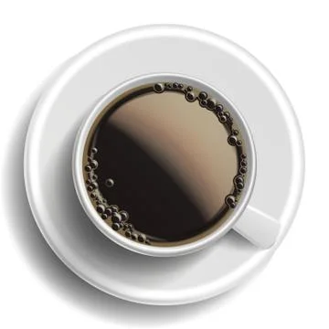 Coffee Cup Vector. Top View. Hot Americano Coffee. Espresso Fast Food Cup Stock Illustration