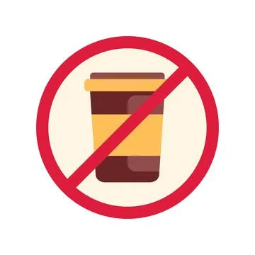 Coffee cup within no drinking prohibition sign Stock Illustration