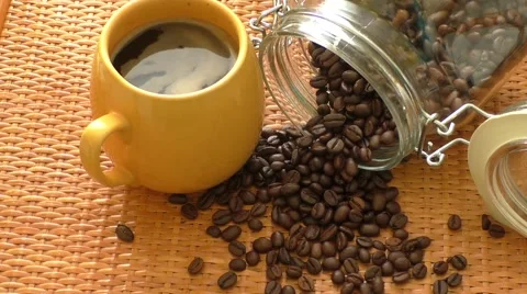 Coffee cup on a wooden table Stock Footage 52790158