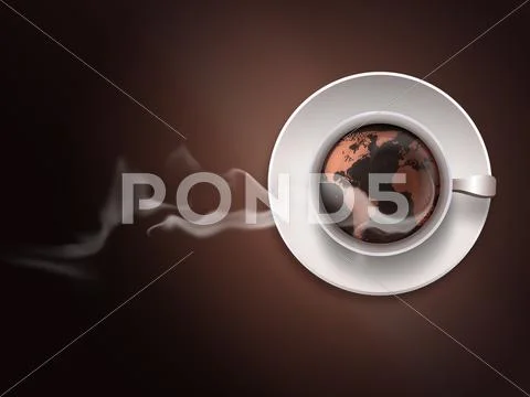 Coffee cup with a world map Stock Illustration