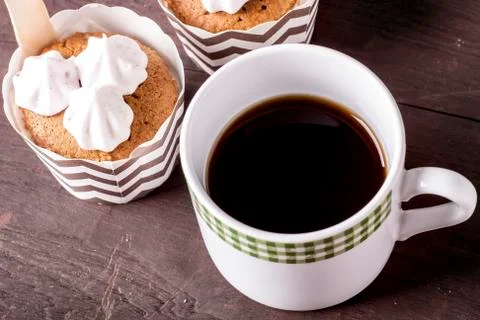 Coffee with cupcakes Stock Photos