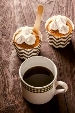 Coffee with cupcakes Stock Photos