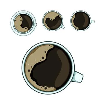 Coffee cups from above for breakfast beverage menu Stock Illustration
