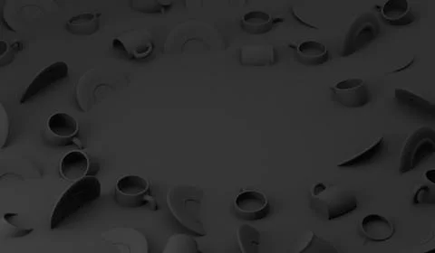 Coffee cups abstract background, 3d illustration Stock Illustration