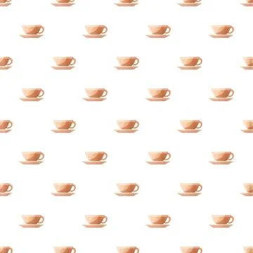 Coffee cups and saucers pattern background Stock Illustration