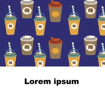 Coffee cups cartoon background with copy space Stock Illustration