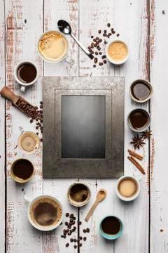 Coffee cups composition Stock Photos