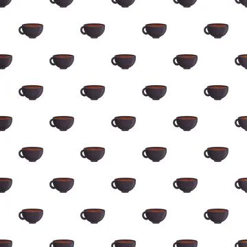 Coffee cups dark brown drawing seamless pattern 스톡 일러스트