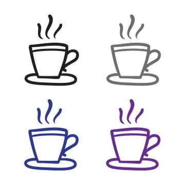 Coffee cups icon set set vector line doodle symbols.. Stock Illustration