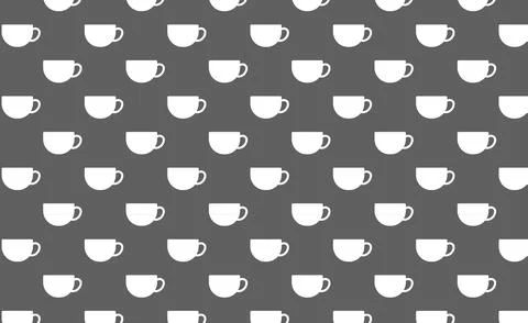 Coffee cups or Tea cups seamless  pattern on grey background 스톡 일러스트