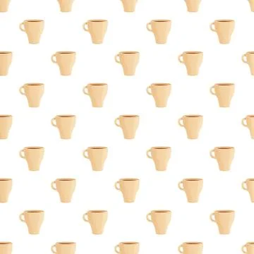 Coffee cups seamless pattern with beverage on white background Illustrazione stock