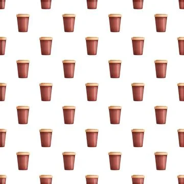 Coffee cups seamless pattern for cafe backgrounds Stock Illustration