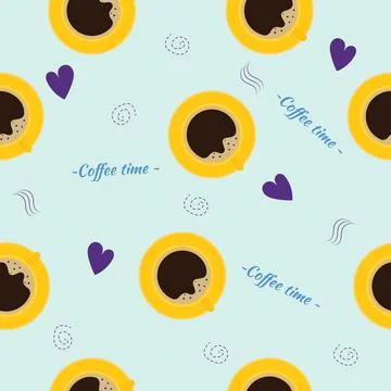 Coffee cups seamless pattern. Caffeine concept. Flat vector illustration イラスト素材