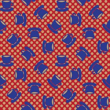 Coffee cups seamless pattern design with dots Illustrazione stock