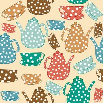 Coffee cups seamless pattern Stock Illustration