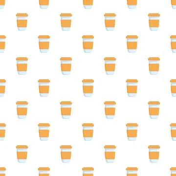 Coffee cups seamless pattern with orange sleeve design Stock Illustration