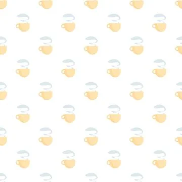 Coffee cups seamless pattern with rising steam Stock Illustration