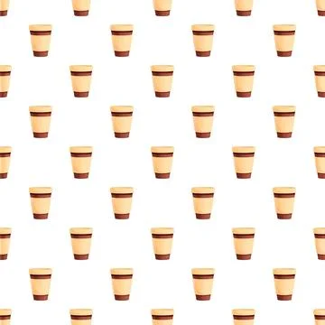 Coffee cups seamless pattern for take away beverage packaging Stock Illustration
