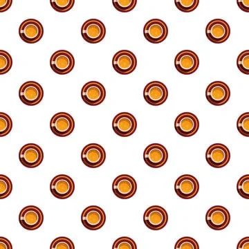 Coffee cups seamless pattern top view repeating background Stock Illustration