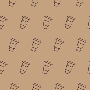 Coffee cups, seamless pattern, vector. Stock Illustration