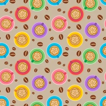 Coffee cups seamless vector pattern design 스톡 일러스트