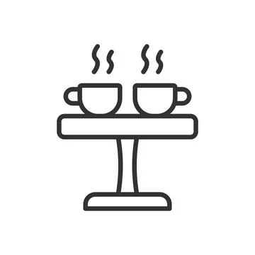 Coffee cups on table icon in line design. coffee cups cafe drink hot beverage Иллюстрация