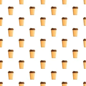 Coffee cups takeaway packaging seamless pattern design Stock Illustration