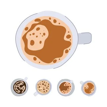 Coffee cups top view brewing drinks collection Stock Illustration