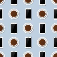 Coffee cups seamless pattern background food drink