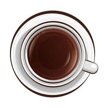 Coffee Cups Top View Vector. Breakfast Beverage. Eps 10. Cup of coffee top .. Stock Illustration