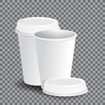 Coffee cups on transparency grid - vector illustration Stock Illustration