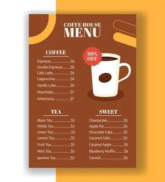 Coffee Day Menu Flat Cartoon Hand Drawn Templates Background Illustration Stock Illustration