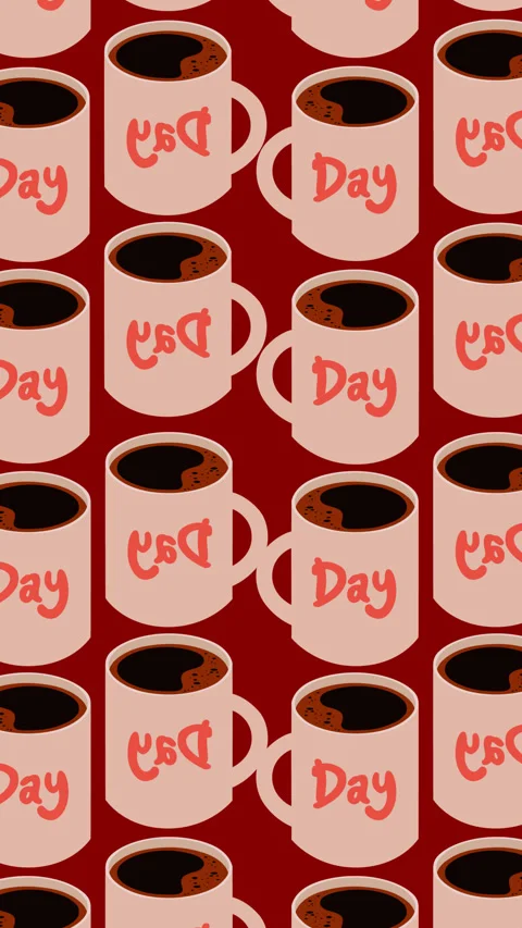 Coffee Day Seamless Pattern Animated Motion Graphic Background with Coffee C Video stock 345492783