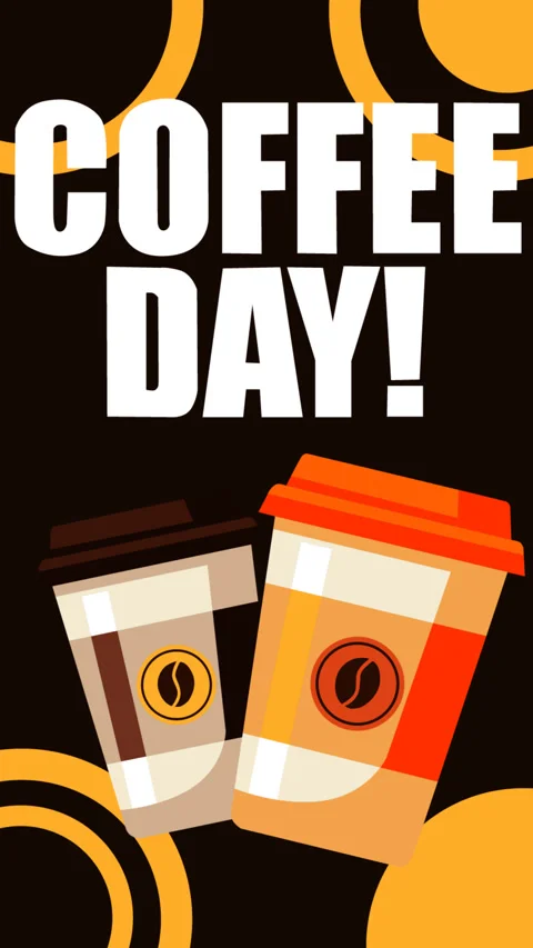 Coffee Day Takeaway Cups Motion Graphic Background for Cafe Promotion Stock Footage 344859617