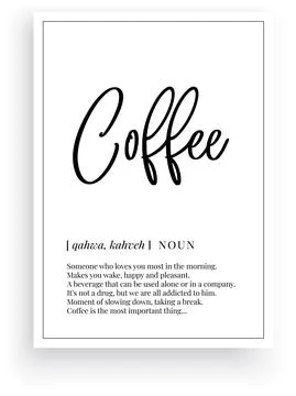 Coffee definition, vector. Minimalist poster design Stock Illustration