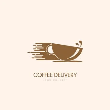 Coffee Delivery Logo Design Template Flat Style Vector Stock Illustration