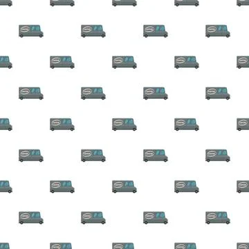 Coffee delivery vans creating seamless pattern background 스톡 일러스트