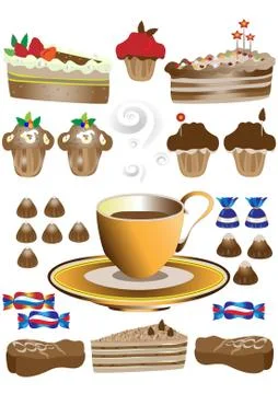 Coffee with dessert Illustrazione stock