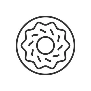 Coffee donut icon in line design. coffee snack dessert donut sweet cafe food on Ilustração Stock