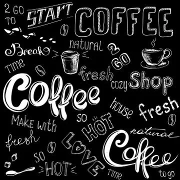 Coffee doodle background Stock Illustration
