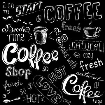Coffee doodle background Stock Illustration