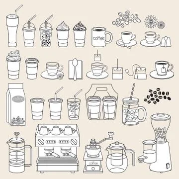 Coffee doodle icon style. Vector illustration. Illustrazione stock