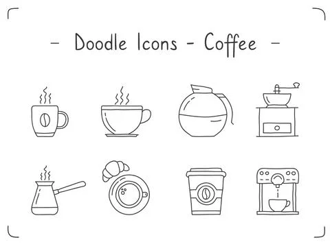 Coffee Doodle Icons Stock Illustration