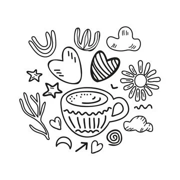 Coffee doodle illustration Stock Illustration